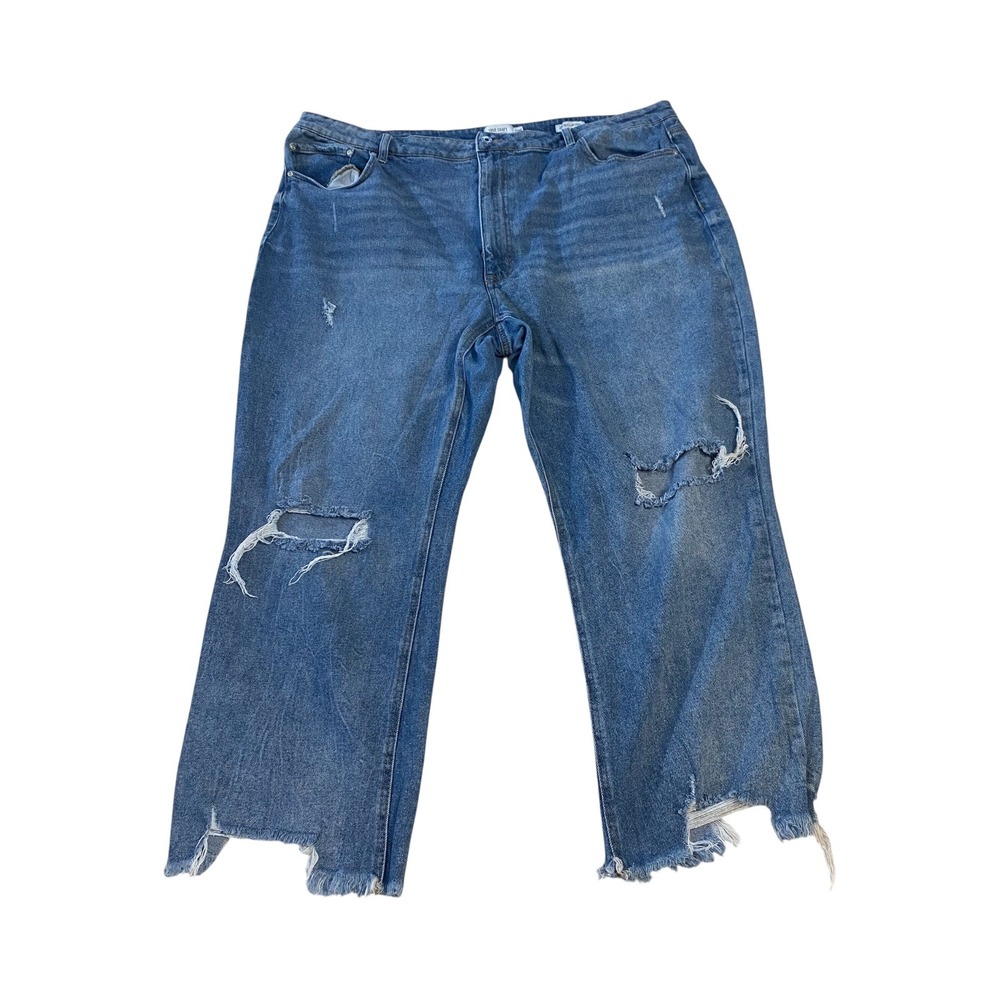 True Craft Womens‎ 22WR High-Rise Slim Crop Distressed Ripped Jeans Denim